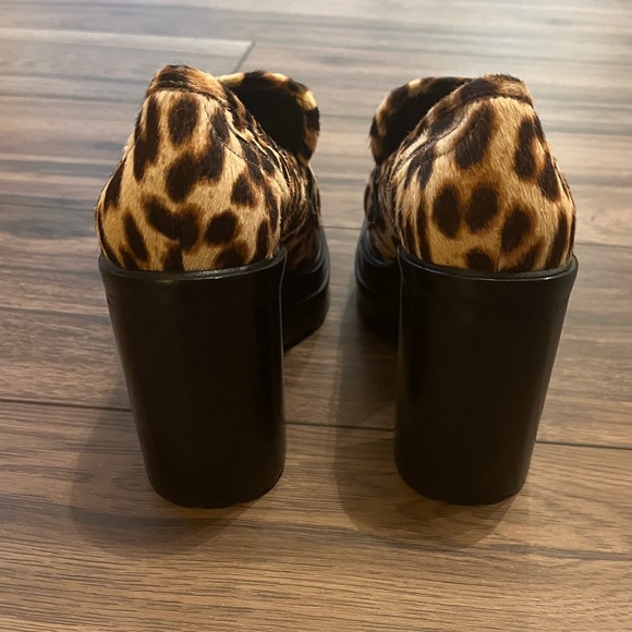 New Gianni Bini Leopard Faux Calf Hair Lug Sole Chunky Block Platform Heel Shoes - Picture 7 of 10